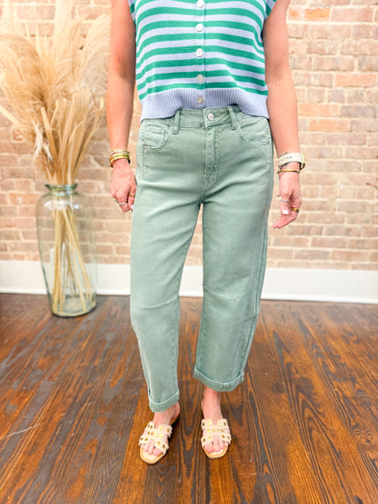 Benny Barrel Jeans-Sage