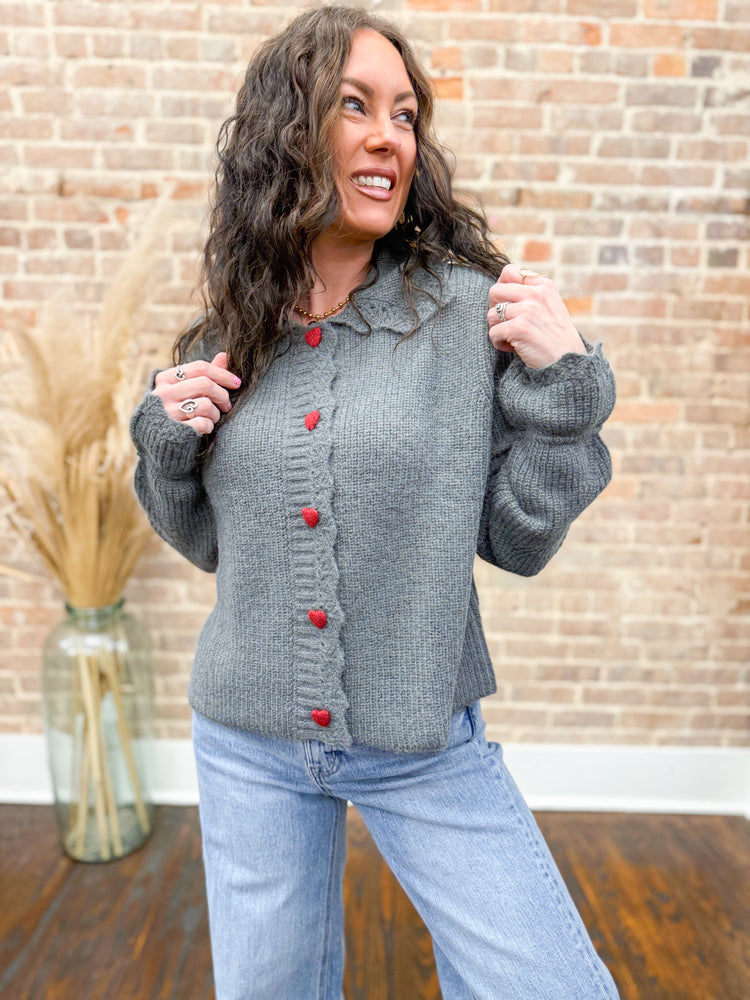 Nova Heart Cardigan-Grey