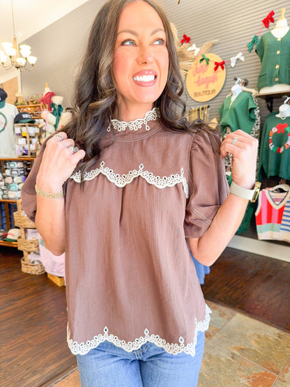 Avalyn Eyelet Detail Top