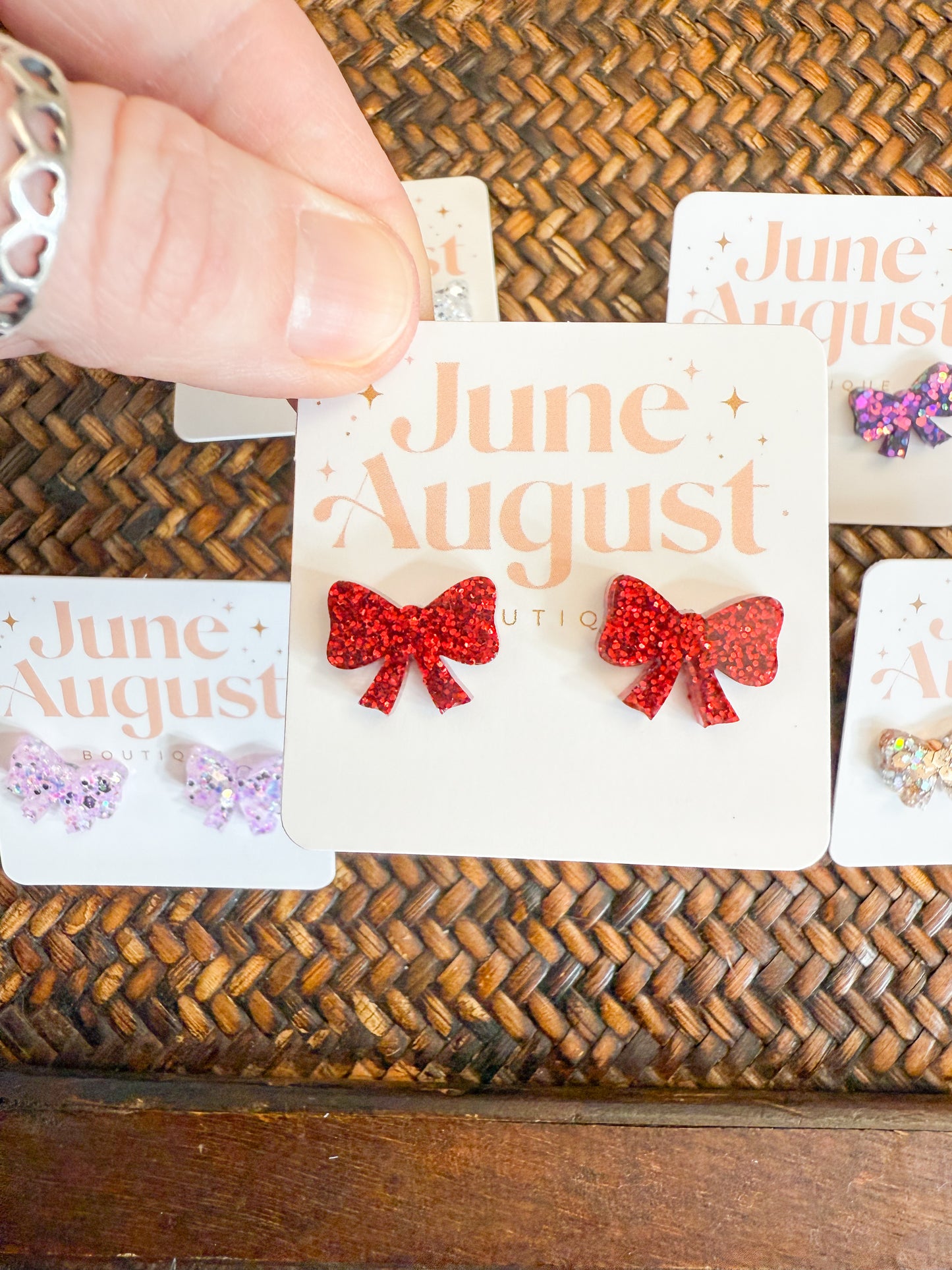 Claire Glitter Bow Studs