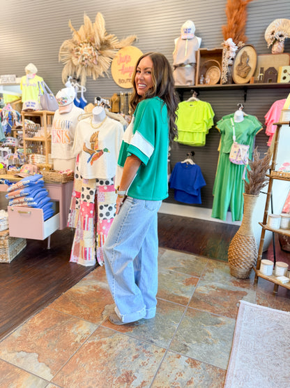 Harper Color Block Top-Kelly Green