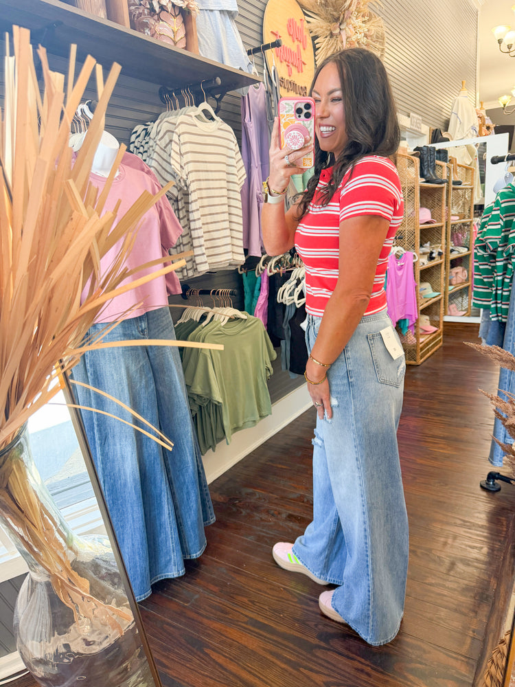 Henderson Distressed Wide Leg Jeans