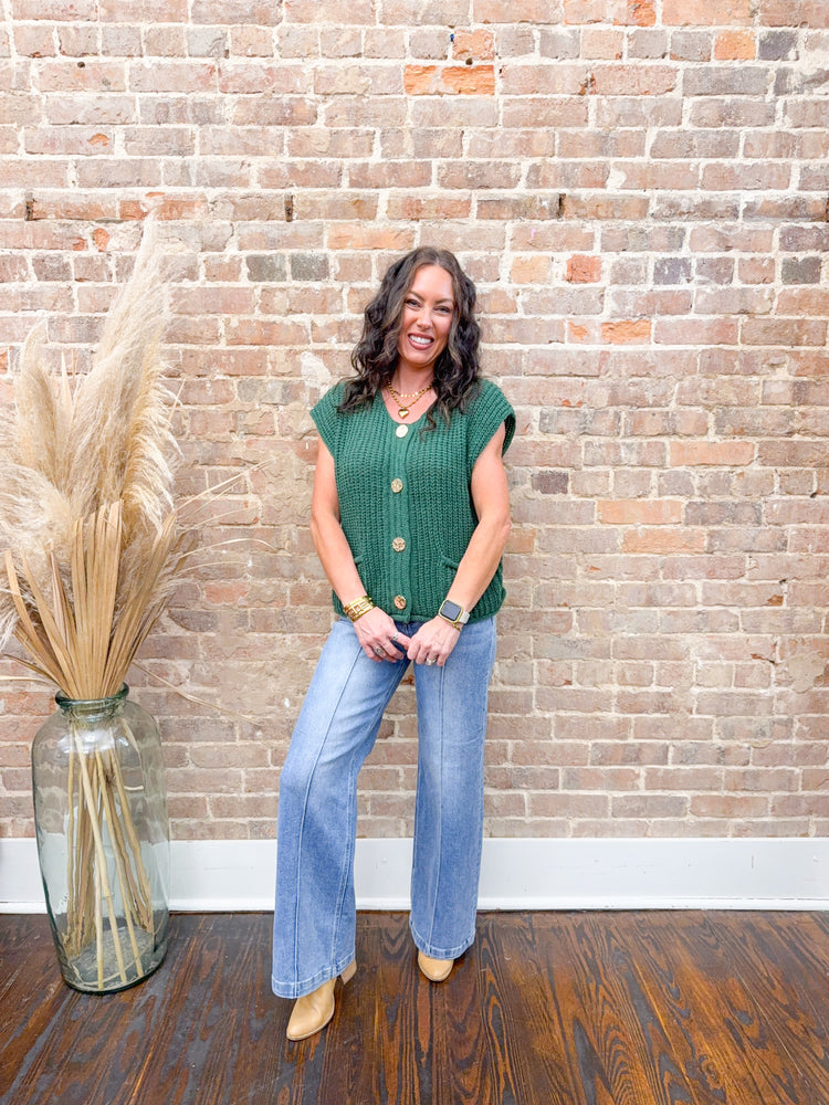 Sadie Sweater Vest-Dark Green
