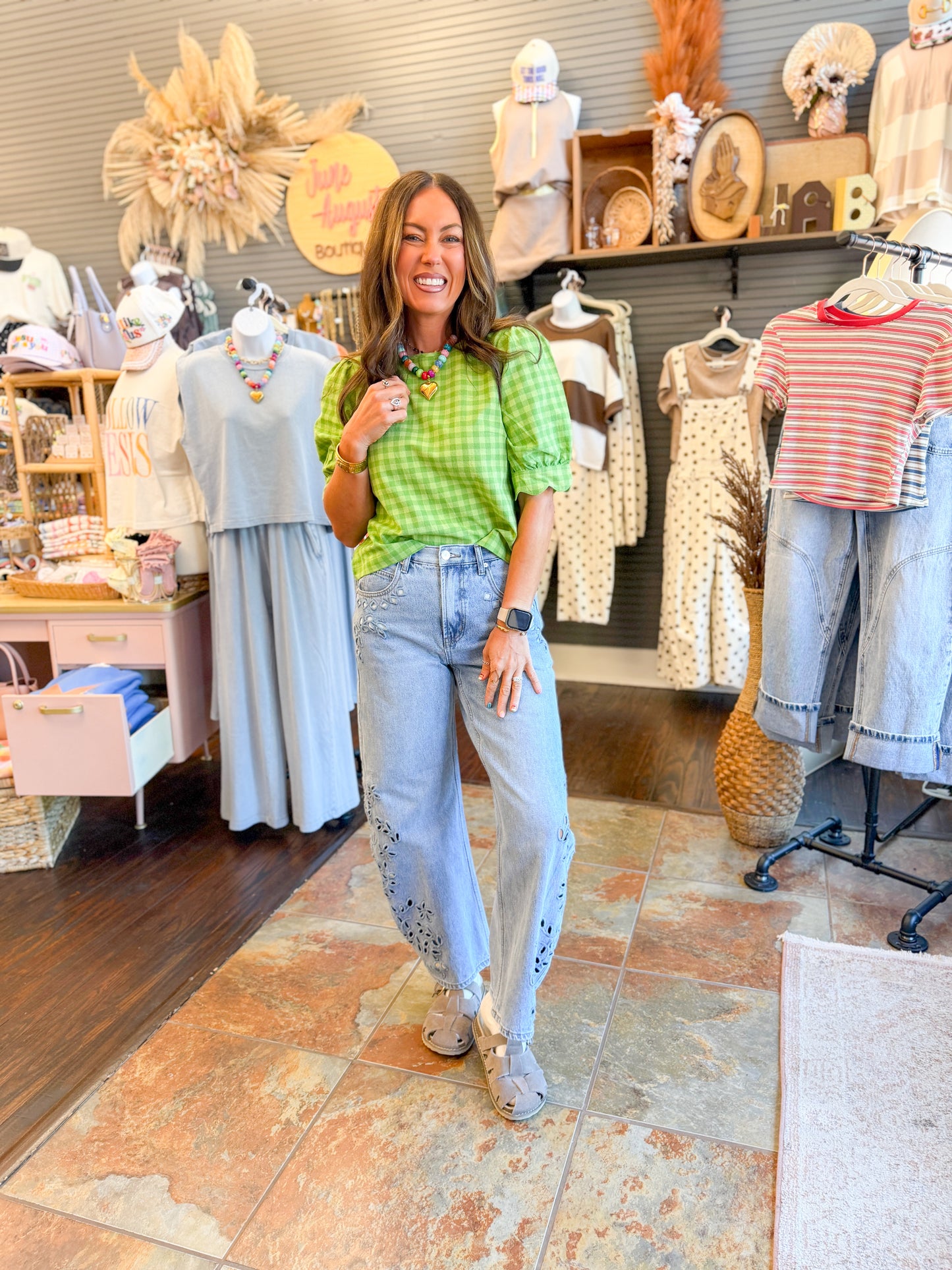 Graya Gingham Top