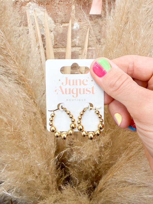 Non-Tarnish Beaded Oval Hoops