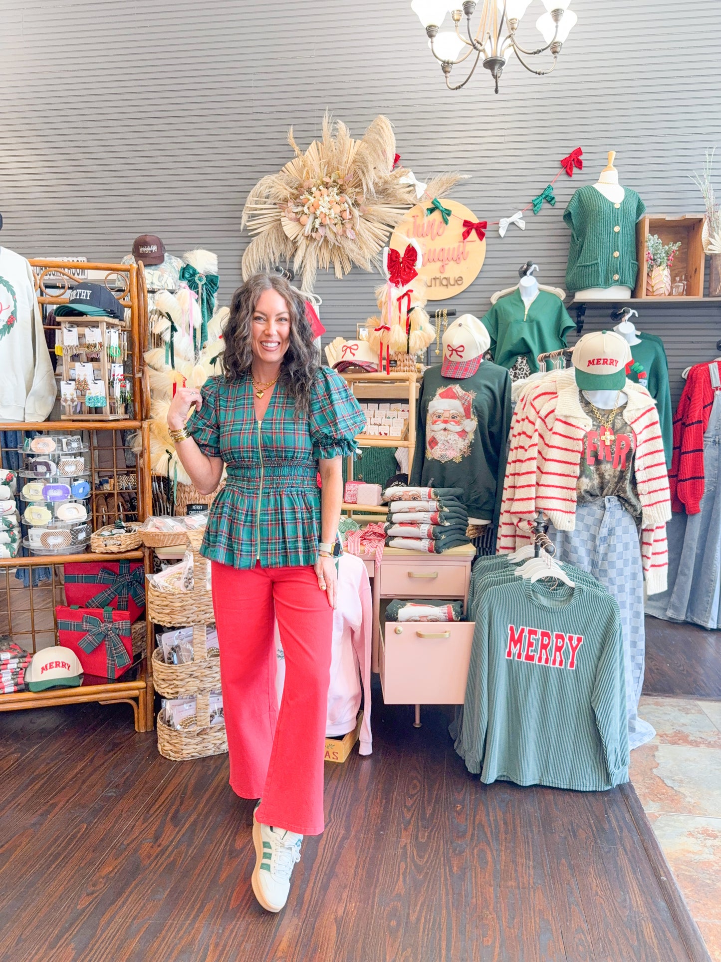 Joy Plaid Zipper Top