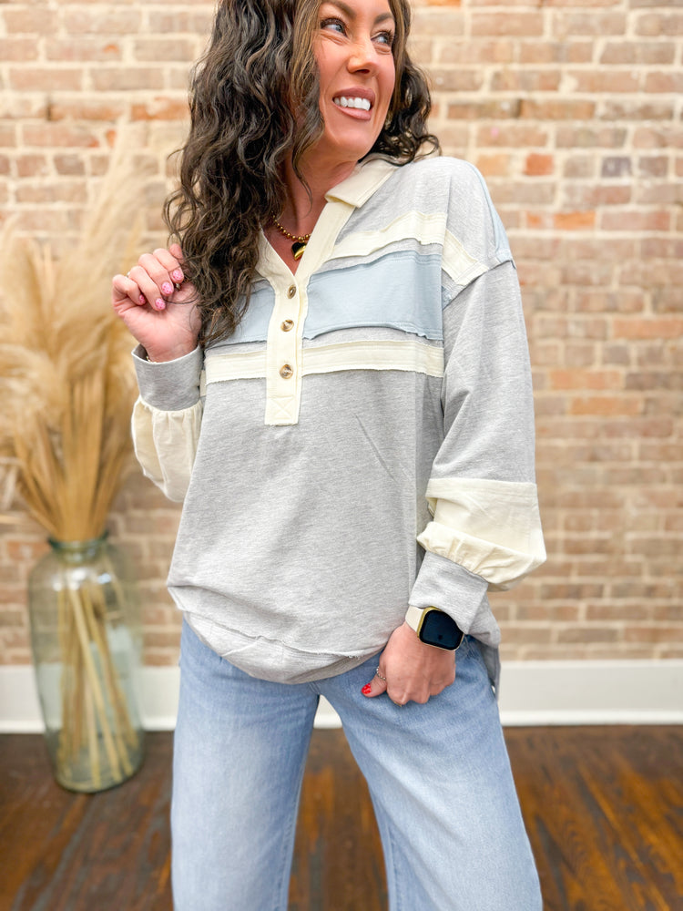 Audrey Colorblock Top-Blue