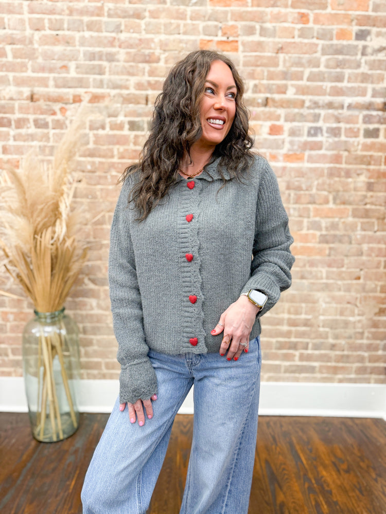 Nova Heart Cardigan-Grey