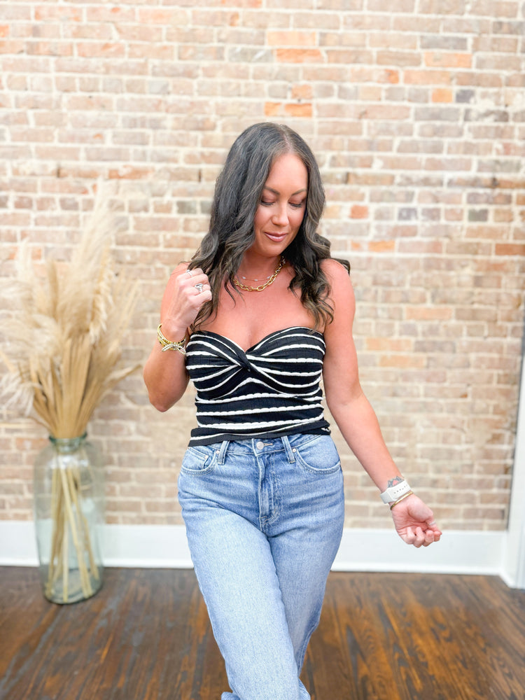 Cara Striped Tube Top-Black