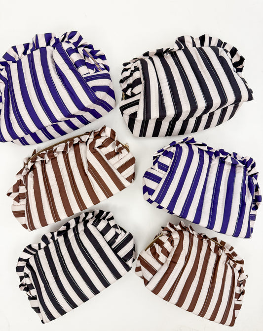 Striped Ruffle Pouch