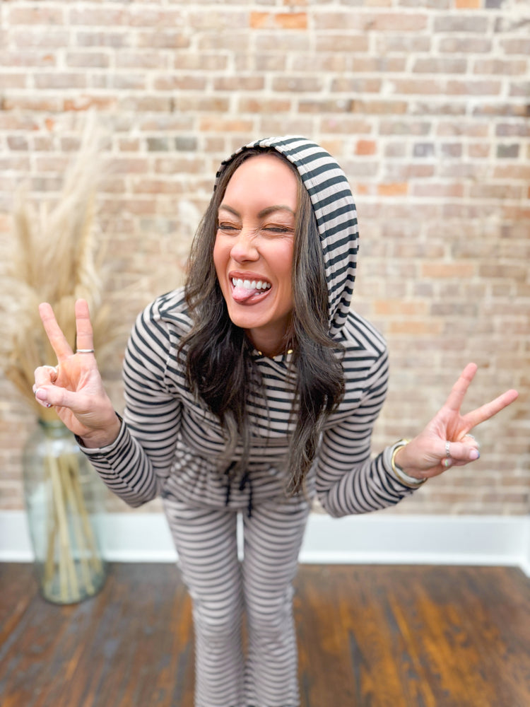 Sage Striped Set-Black/Mocha