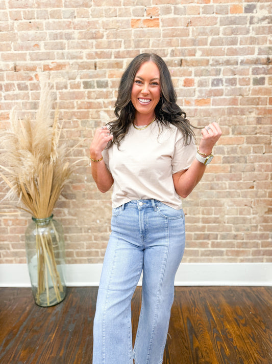 Darla Basic Top-Taupe