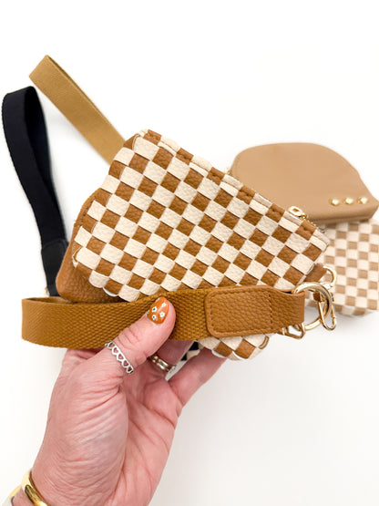Wonderlust Woven Checkered Wristlet