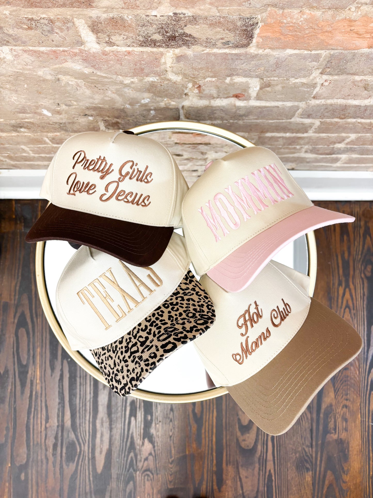 Hot Moms Club Trucker Hat-Beige