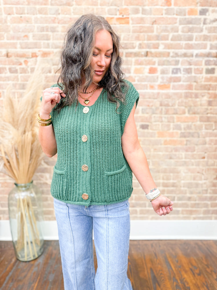Sadie Sweater Vest-Dark Green