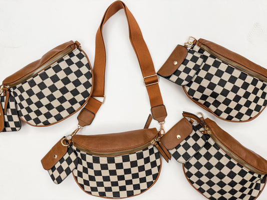Duo Checkered Sling Bag & Wallet