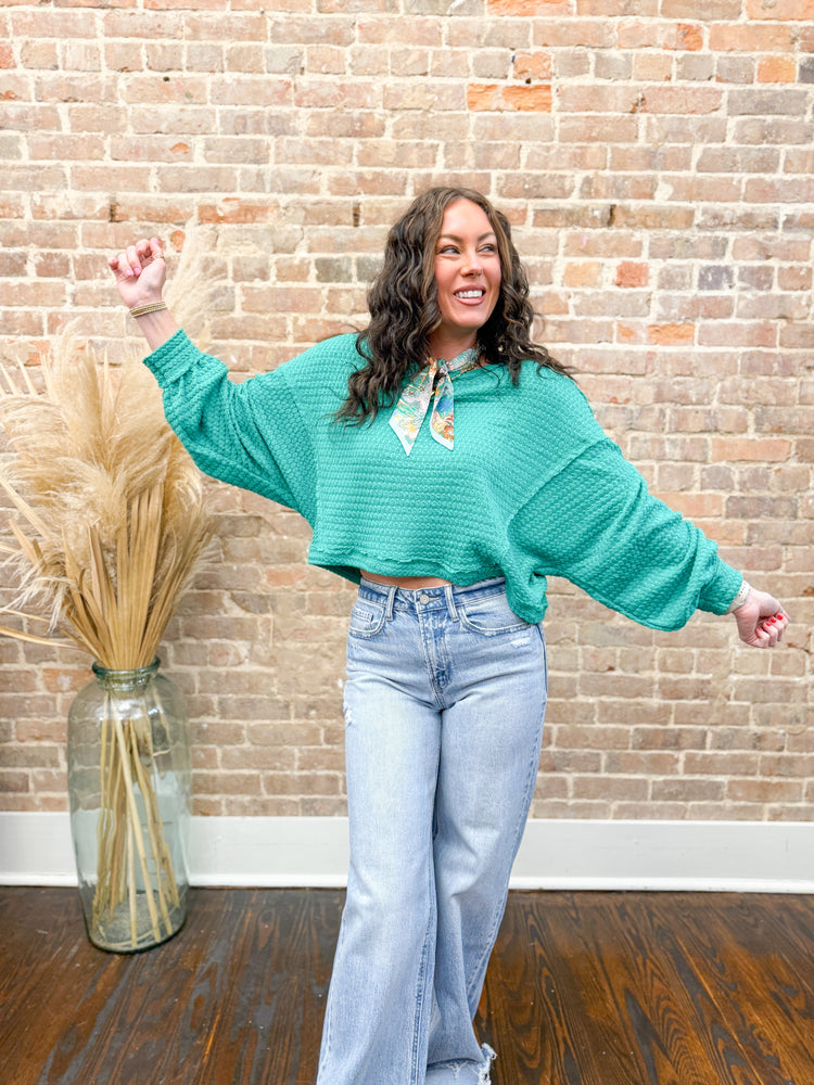 Willow Waffle Top-Seafoam