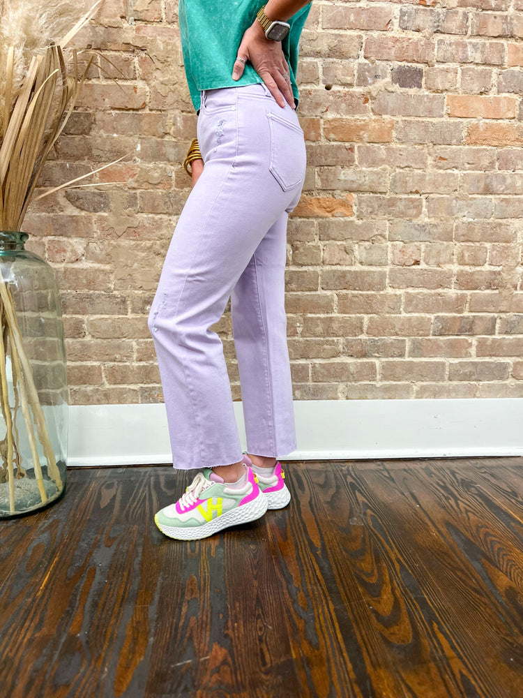 Donnie Colored Dad Jeans-Lilac