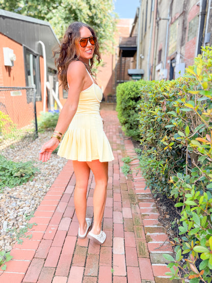 Kensie Pleated Active Dress-Lemon