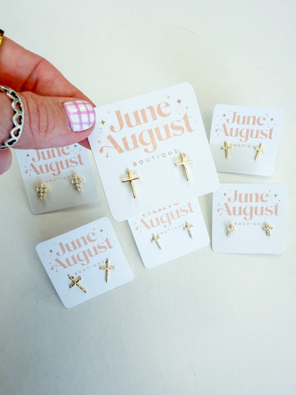 Non Tarnish Cross Studs