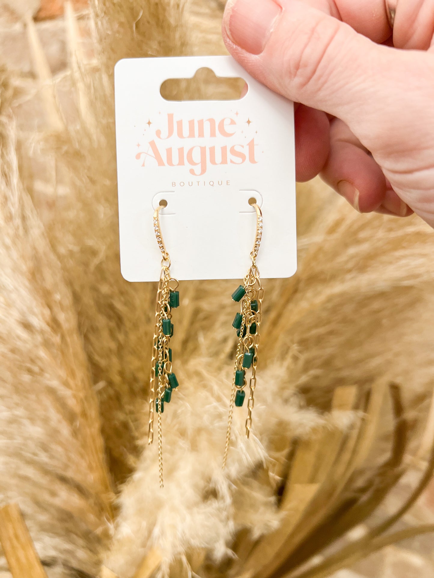 Crystal Beaded/Chain Drop Earrings