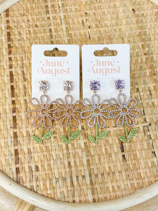 Rhinestone Flower Earrings