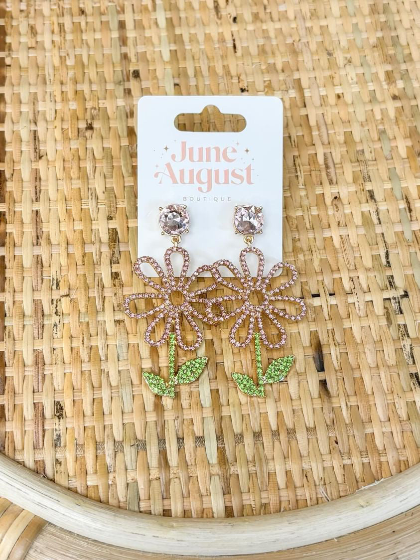 Rhinestone Flower Earrings