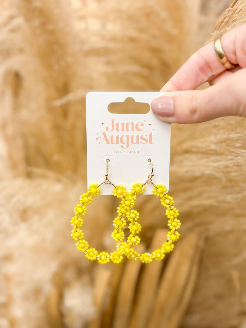 Beaded Flower Drop Earrings