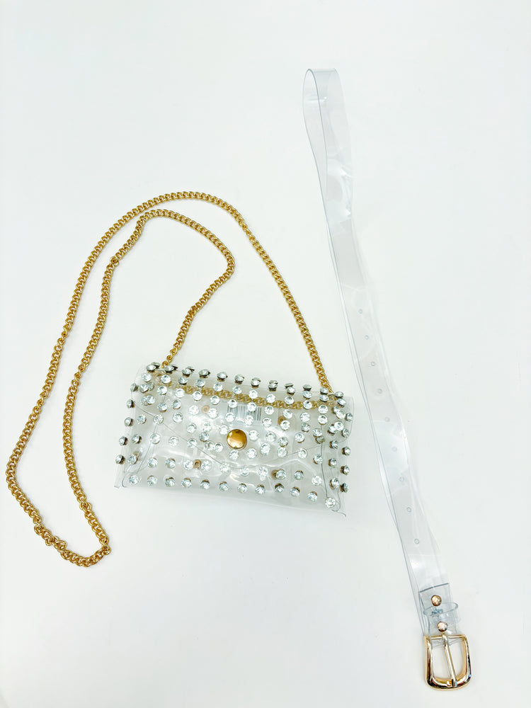 Clear Rhinestone Crossbody Purse