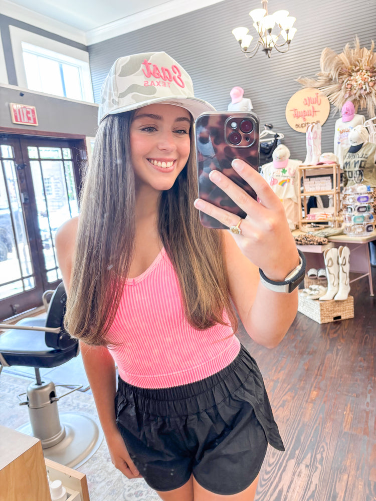 Sophia Washed Seamless Tank-Neon Pink
