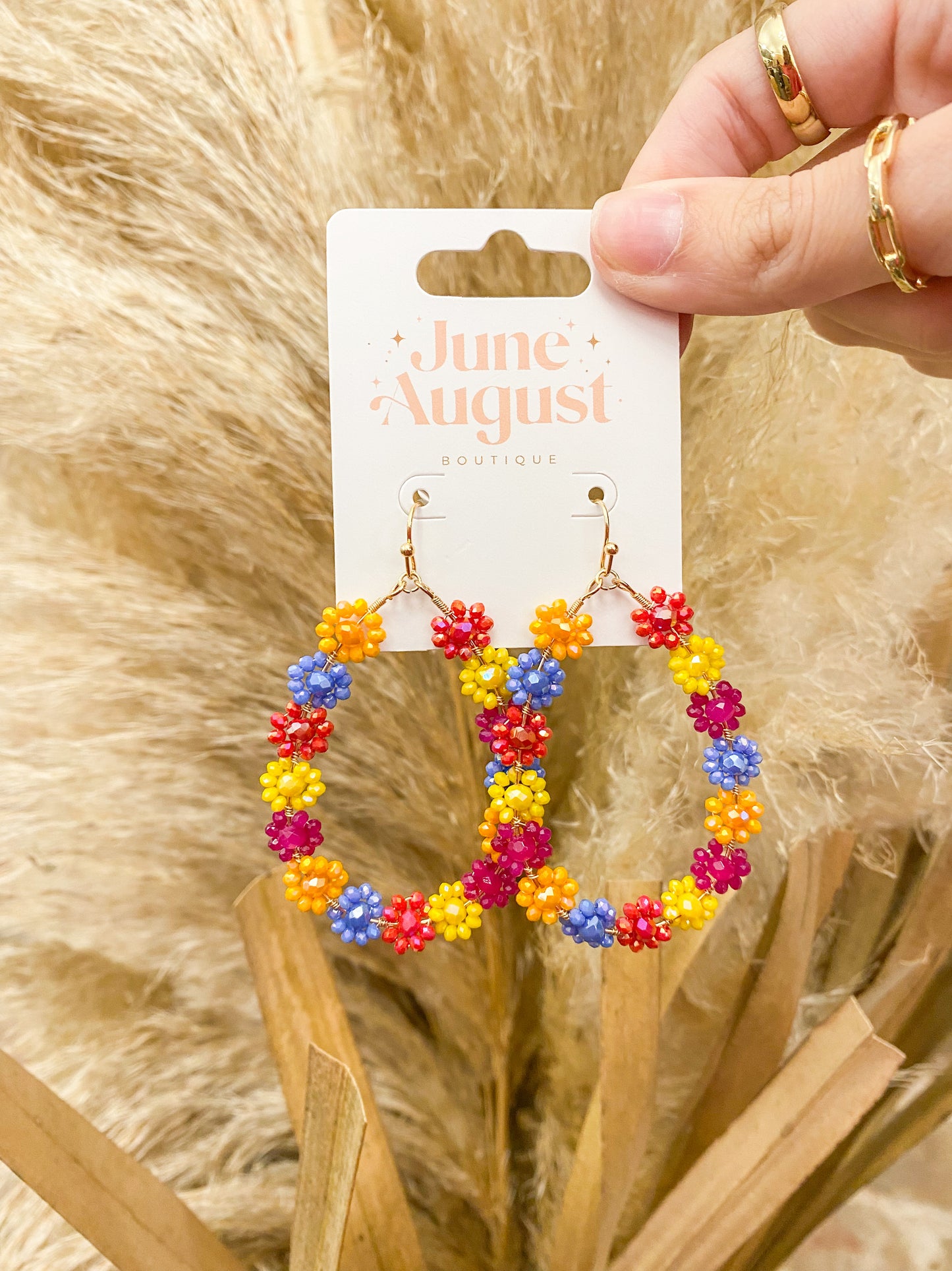 Beaded Flower Drop Earrings