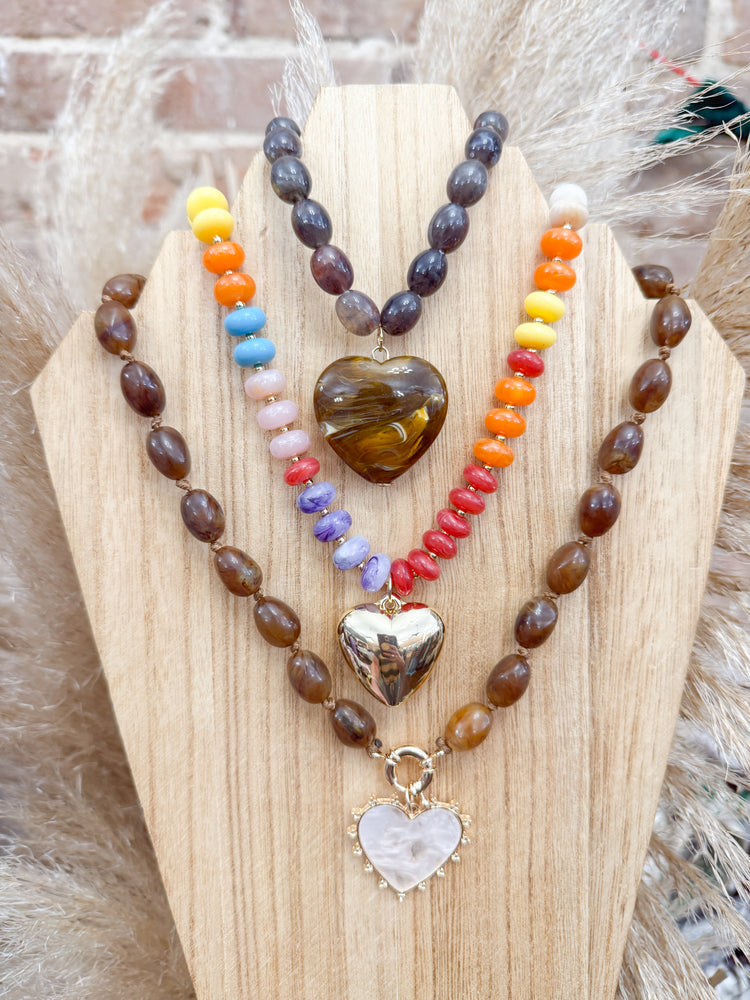 Beaded Heart Charm Necklaces