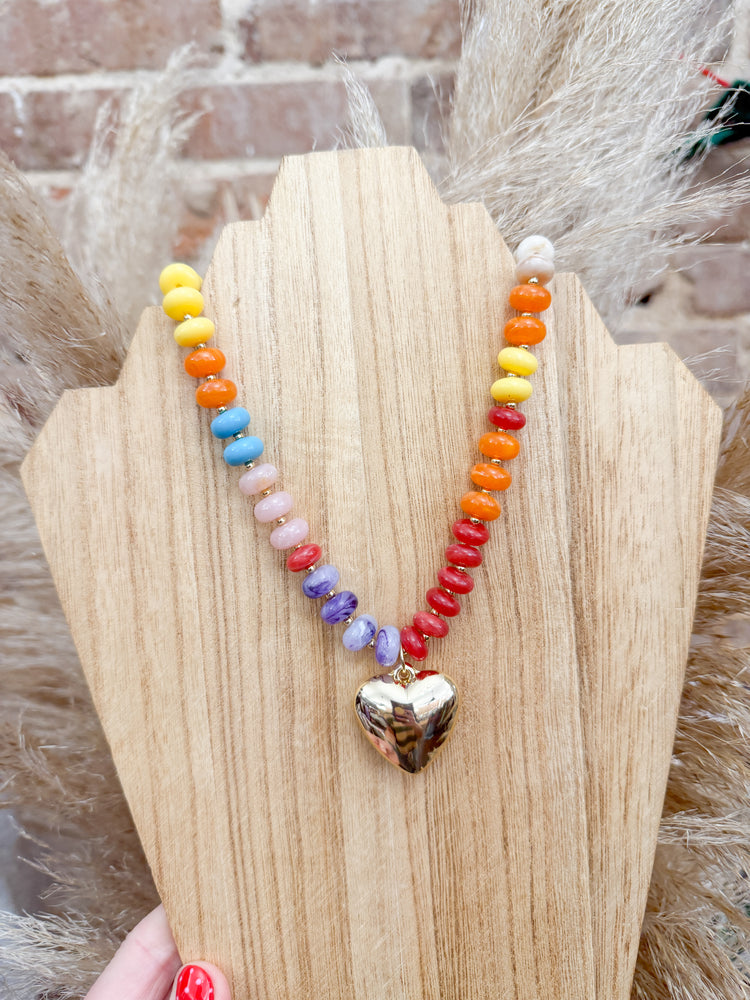 Beaded Heart Charm Necklaces