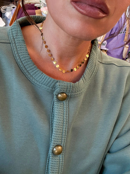 Non Tarnish Gold Mirror Disk Necklace