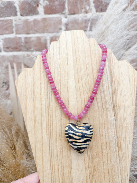 Zebra Mauve Necklace