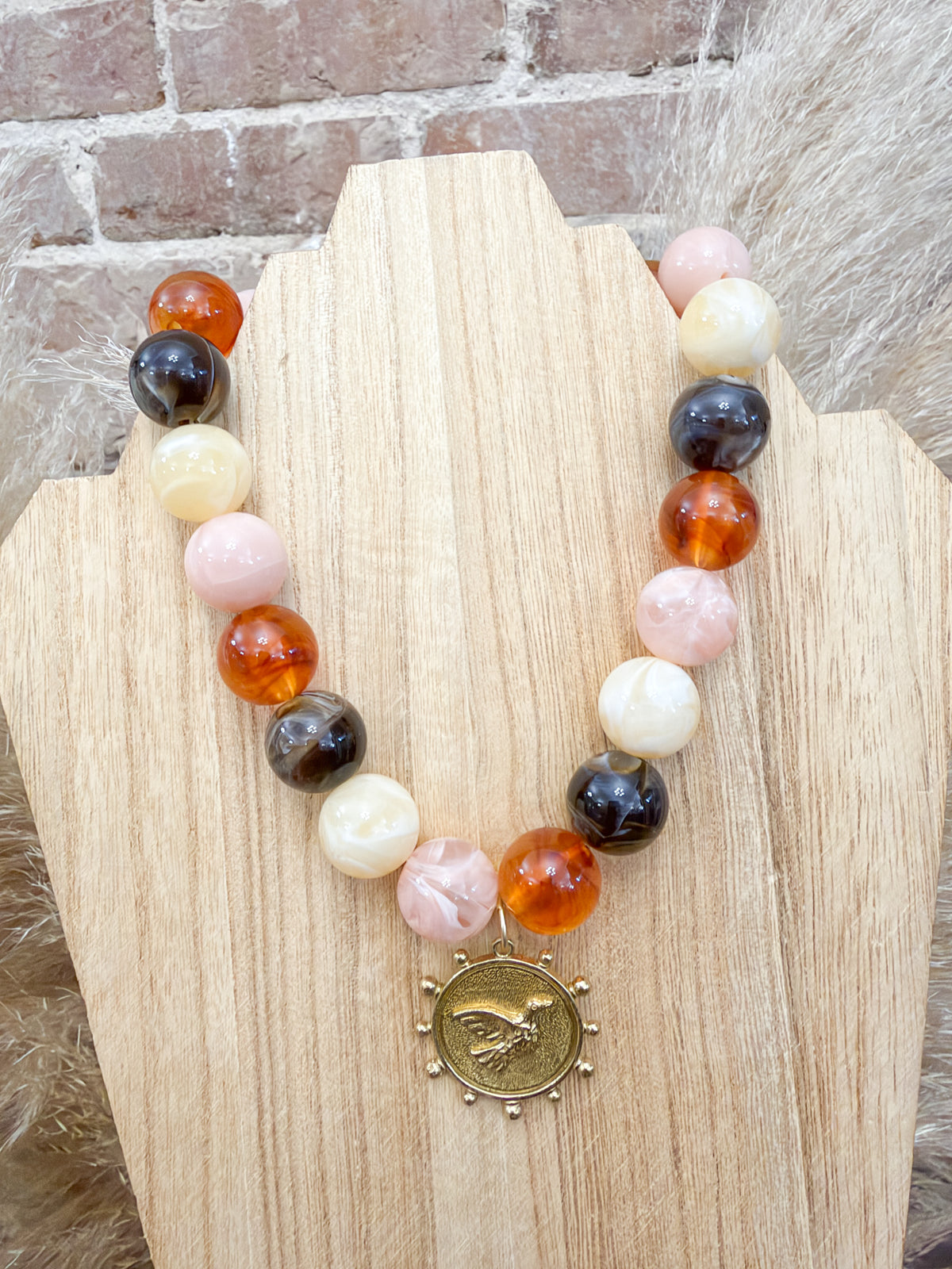 Gold Duck Chunky Beaded Necklace
