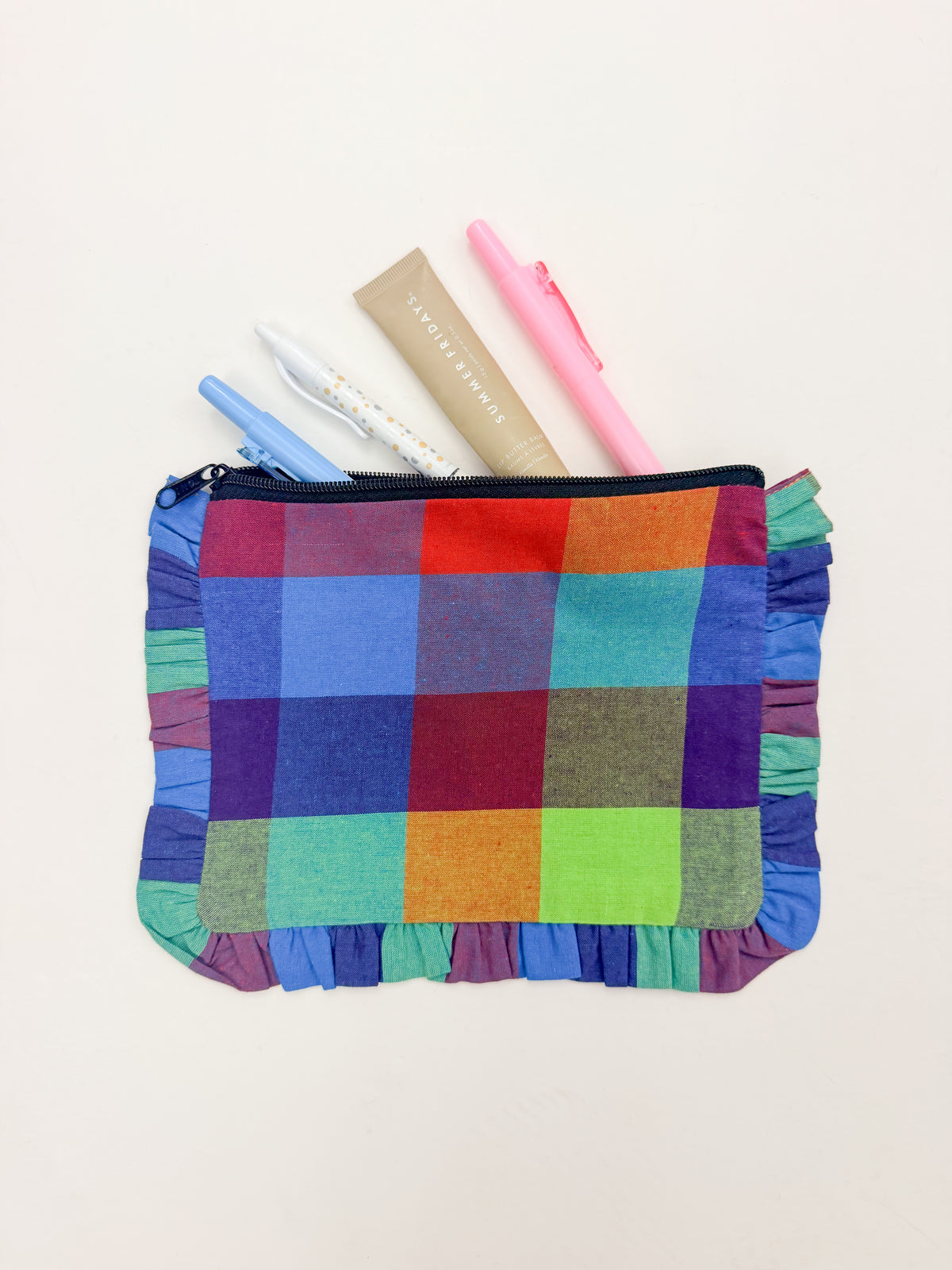 Plaid Ruffle Pouch