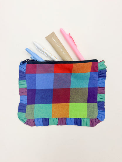 Plaid Ruffle Pouch
