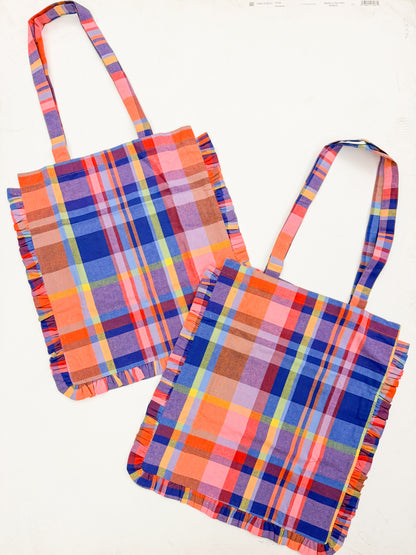 Plaid Ruffle Tote