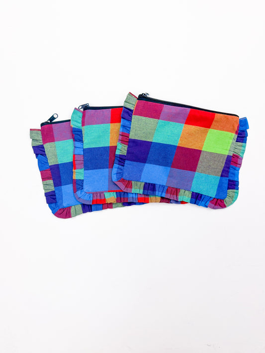 Plaid Ruffle Pouch