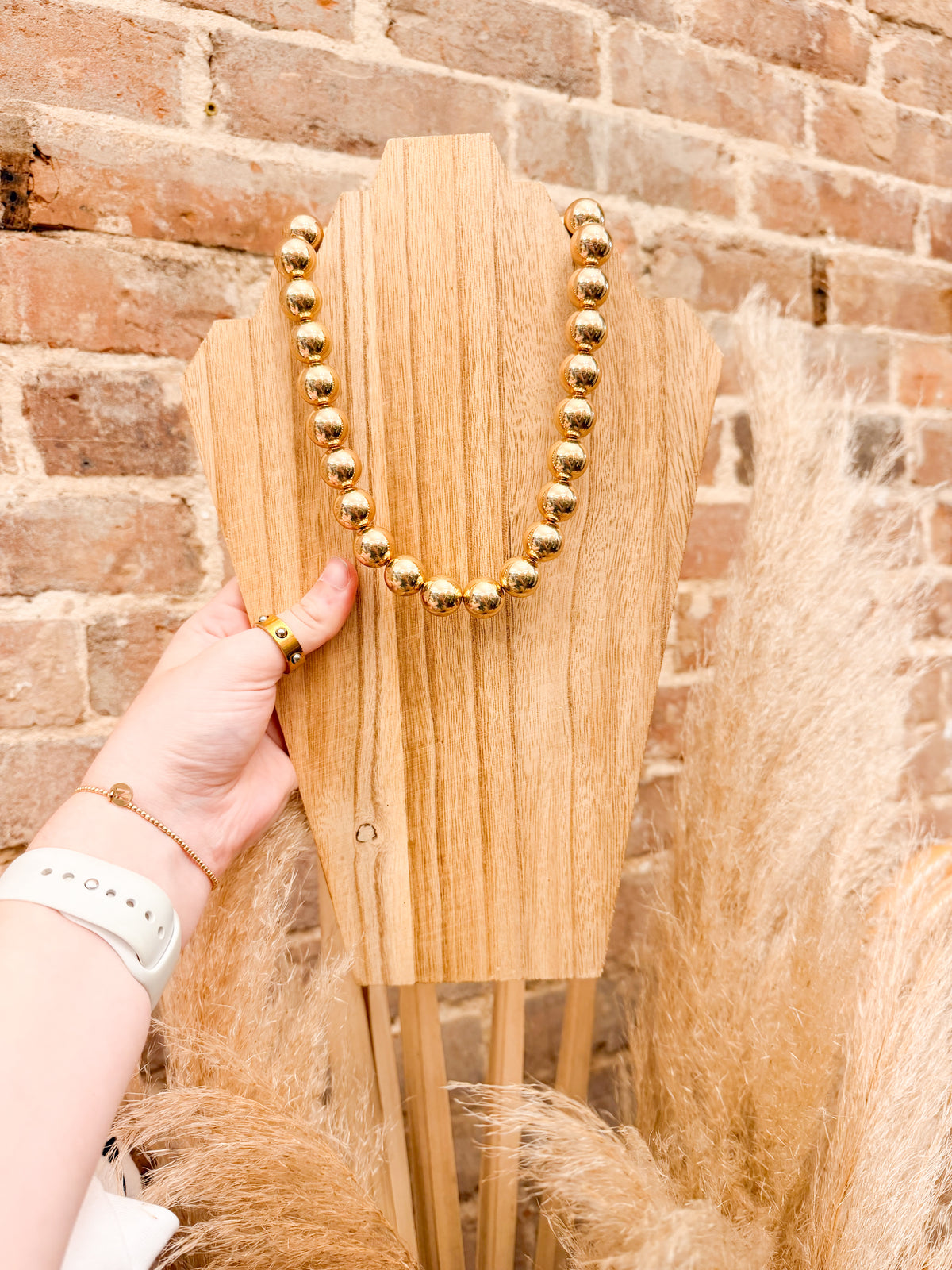 Gold Chunky Beaded Necklace