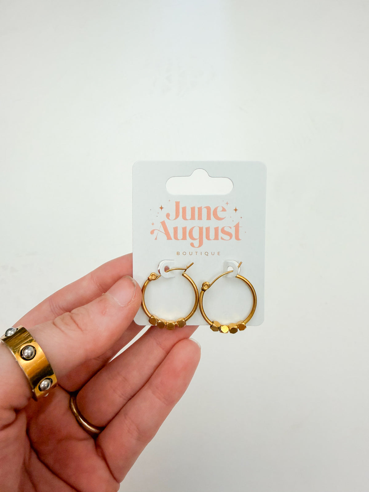Gold Sliding Bead Hoops