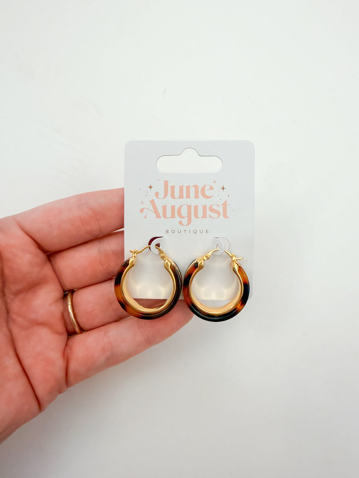 Tortoise Shell Gold Hoops