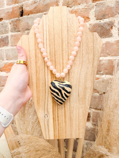 Zebra Heart Necklace