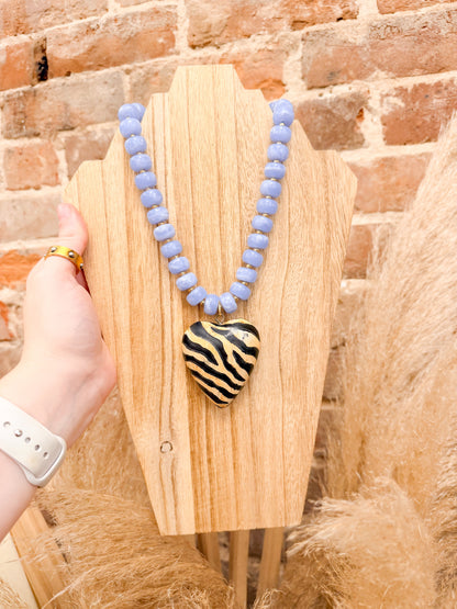 Zebra Heart Necklace
