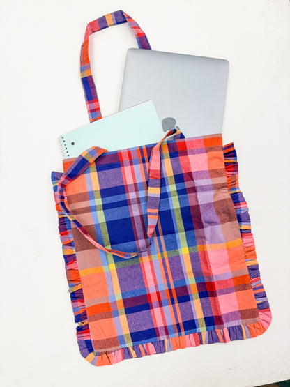 Plaid Ruffle Tote