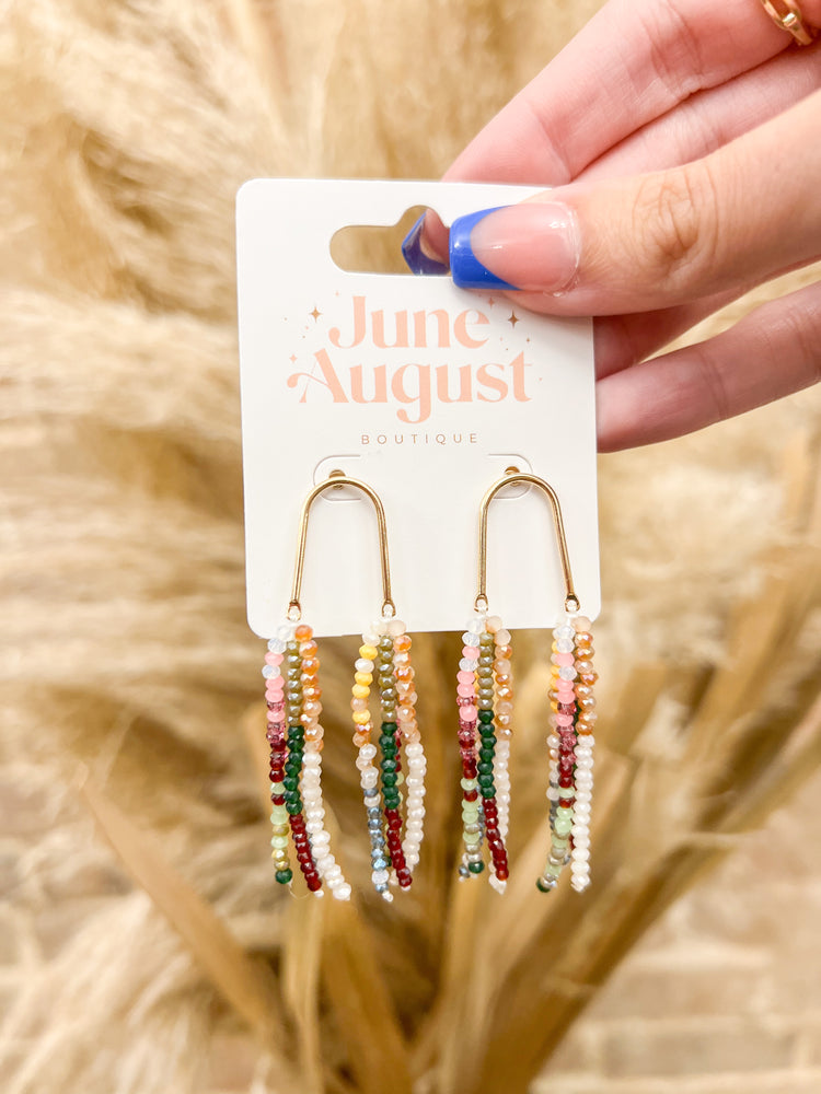 Multicolor Beaded Arch Drop Earrings