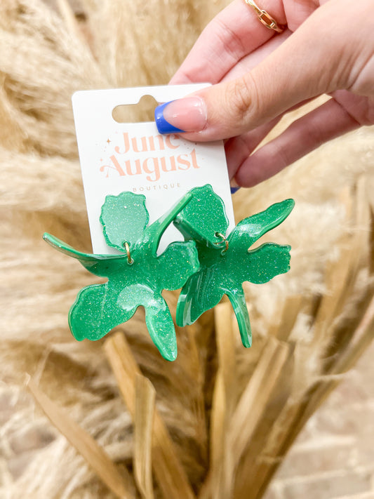 Acrylic Dangle Earrings-Green