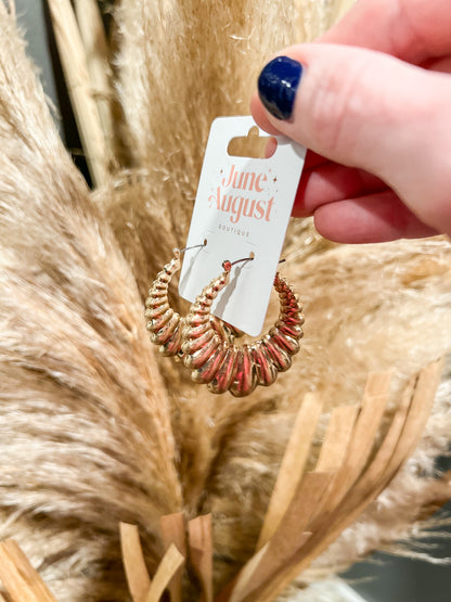 Gold Curvy Hoop Earrings