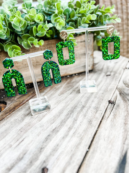 Claire Emerald Glitter Rainbow Earrings